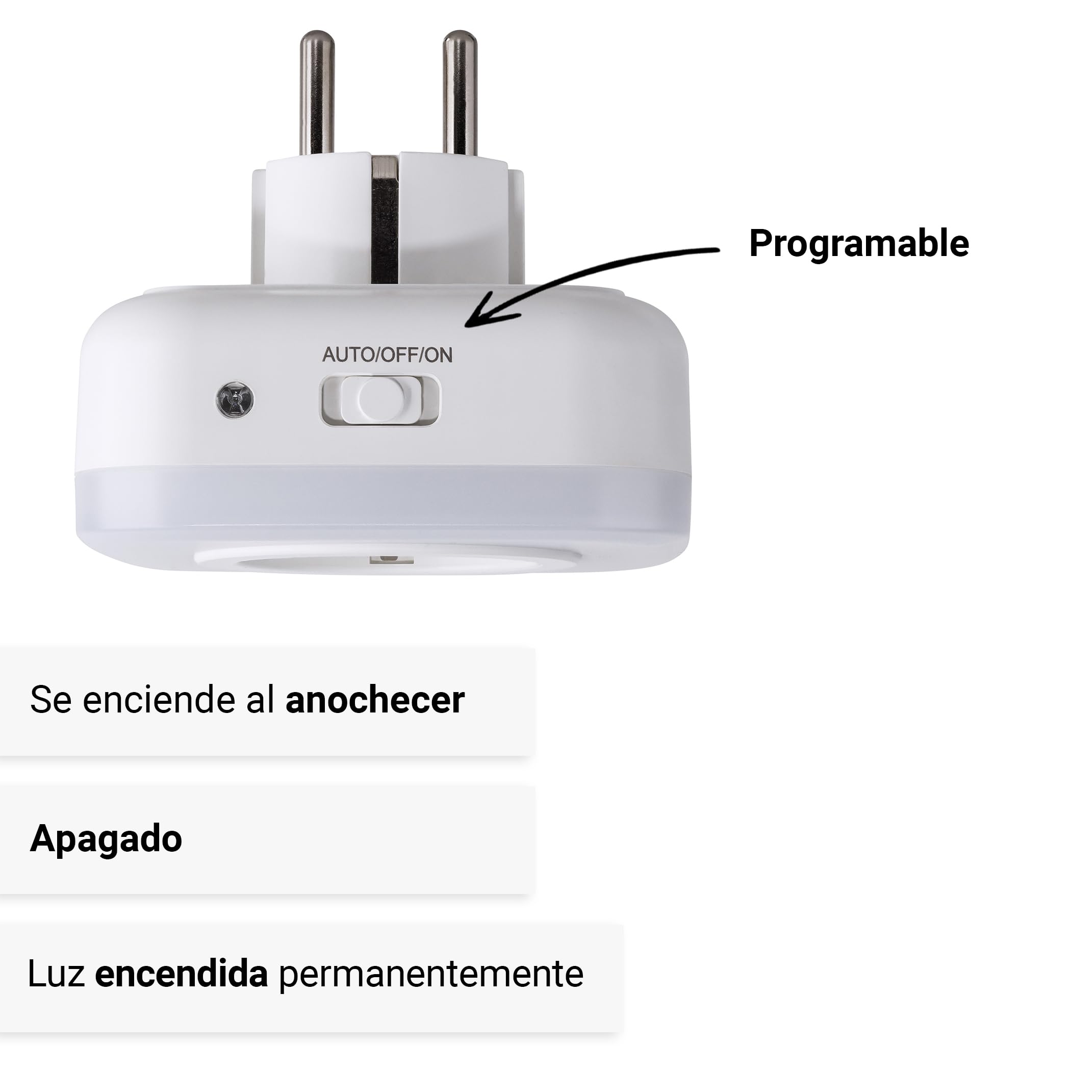 SEBSON Luz Nocturna LED con Enchufe - Set de 2 - Sensor Crepuscular | Puertos USB-C y USB-A, Interruptor On/Off - Blanco cálido, Lámpara de Enchufe