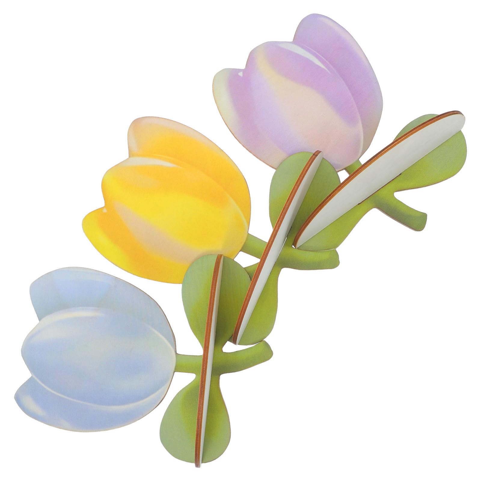 Estante flotante de madera para solucionar paredes vacías y desorden con tulipanes