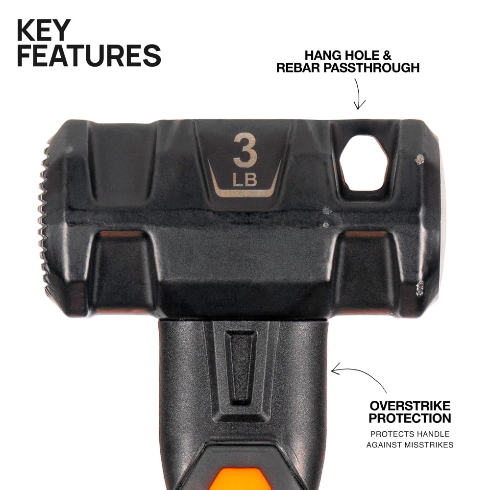 Klein Tools 3-Pound Sledge Hammer - Durable & Reliable -3 Klein Tools 3-Pound Sledge Hammer - Durable & Reliable -3