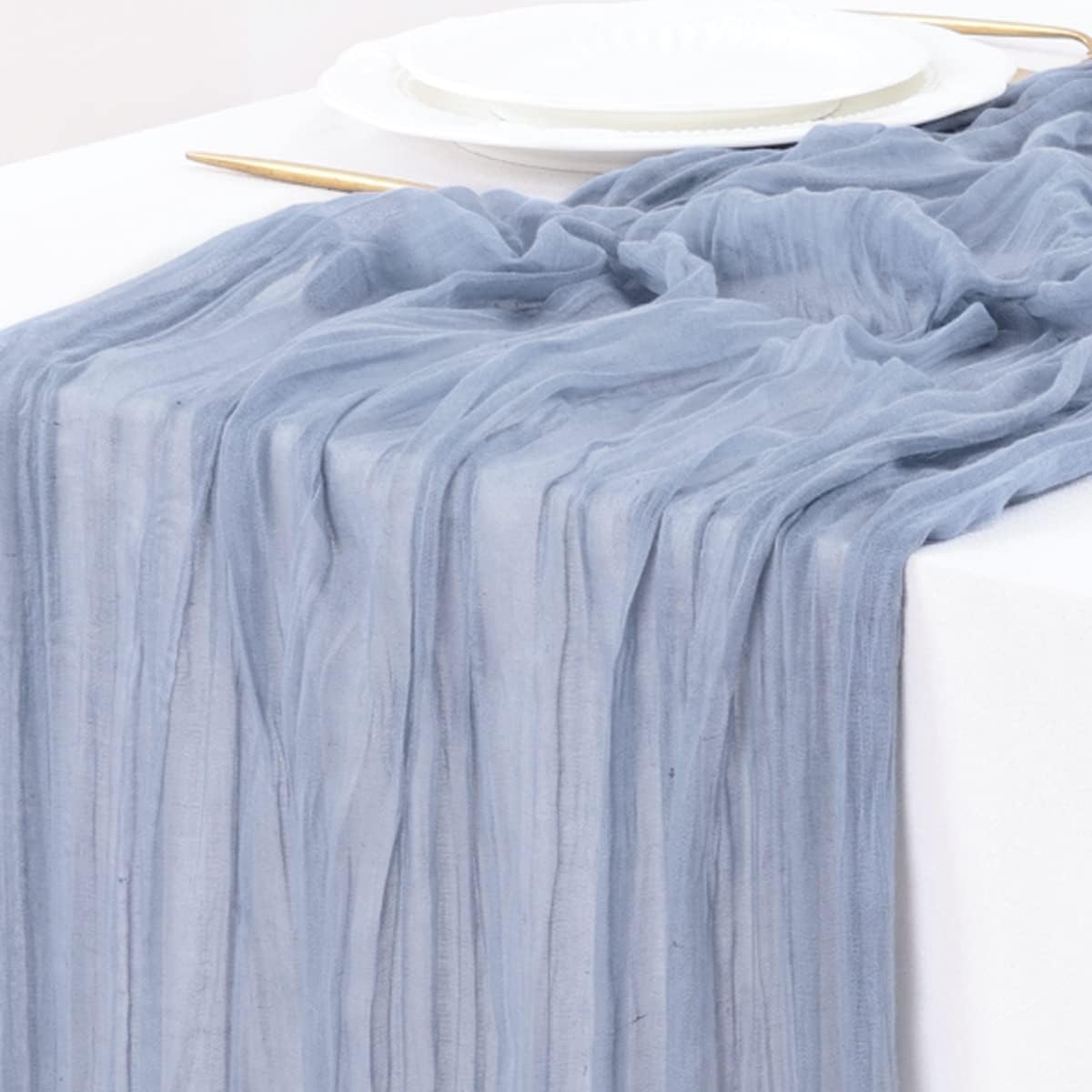 Dusty Blue 14ft Cheesecloth Table Runner 29x170 Inches Boho