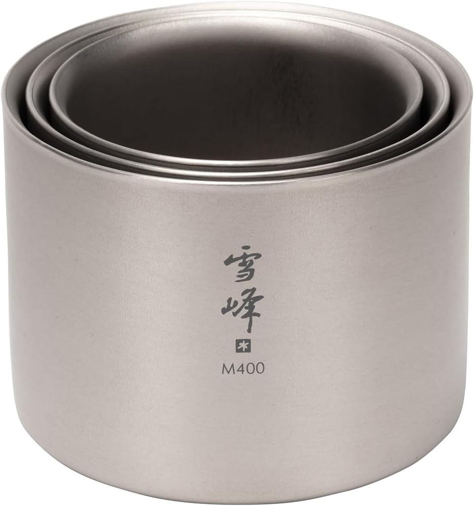 Snow Peak Double Wall Titanium Stacking Mug M200, Grey, Ultralight Japanese Titanium Mug for Camping & Outdoors