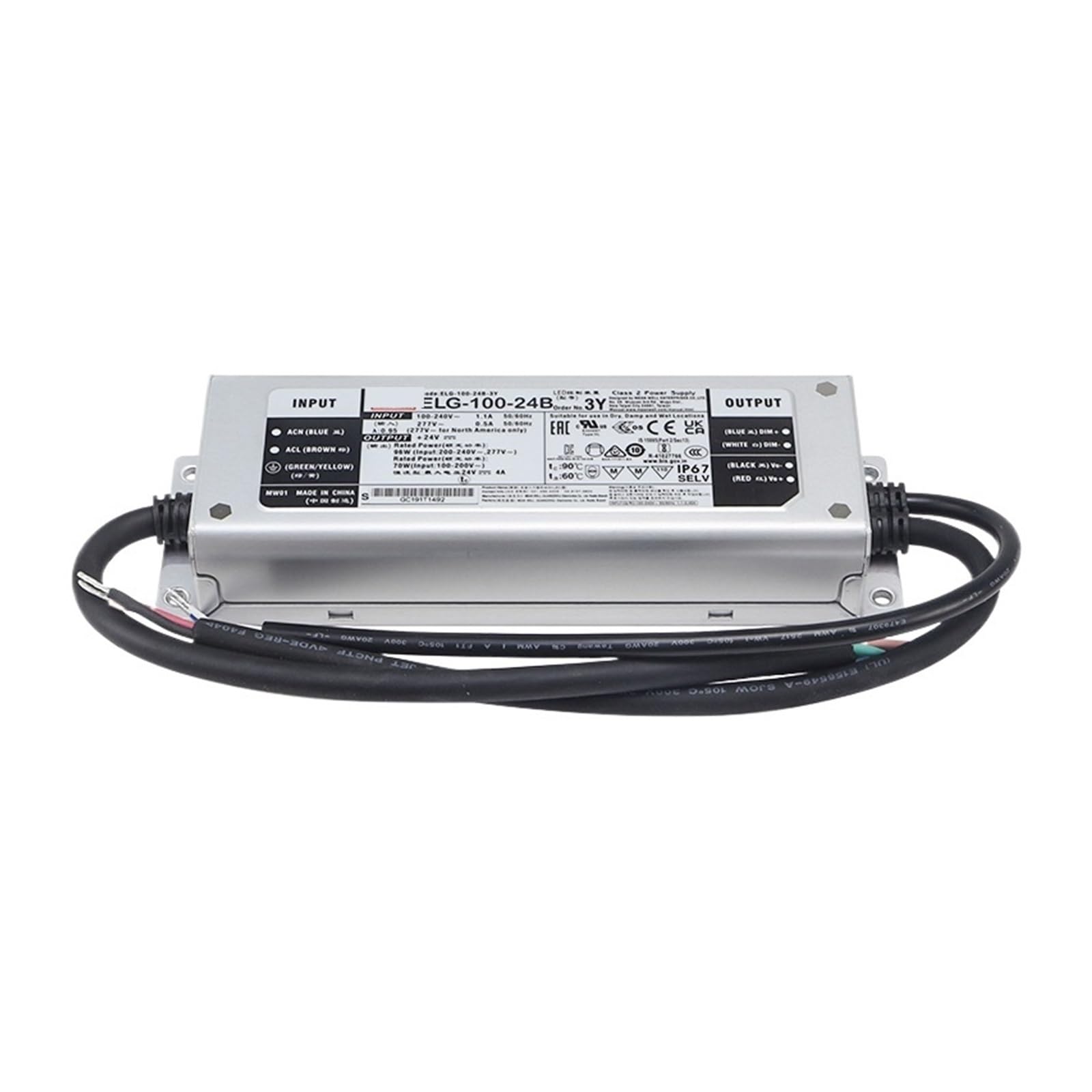 JGNAYRKJQI ELG-100-24B-3Y Waterproof IP67 100W AC-DC 24V Power Supply