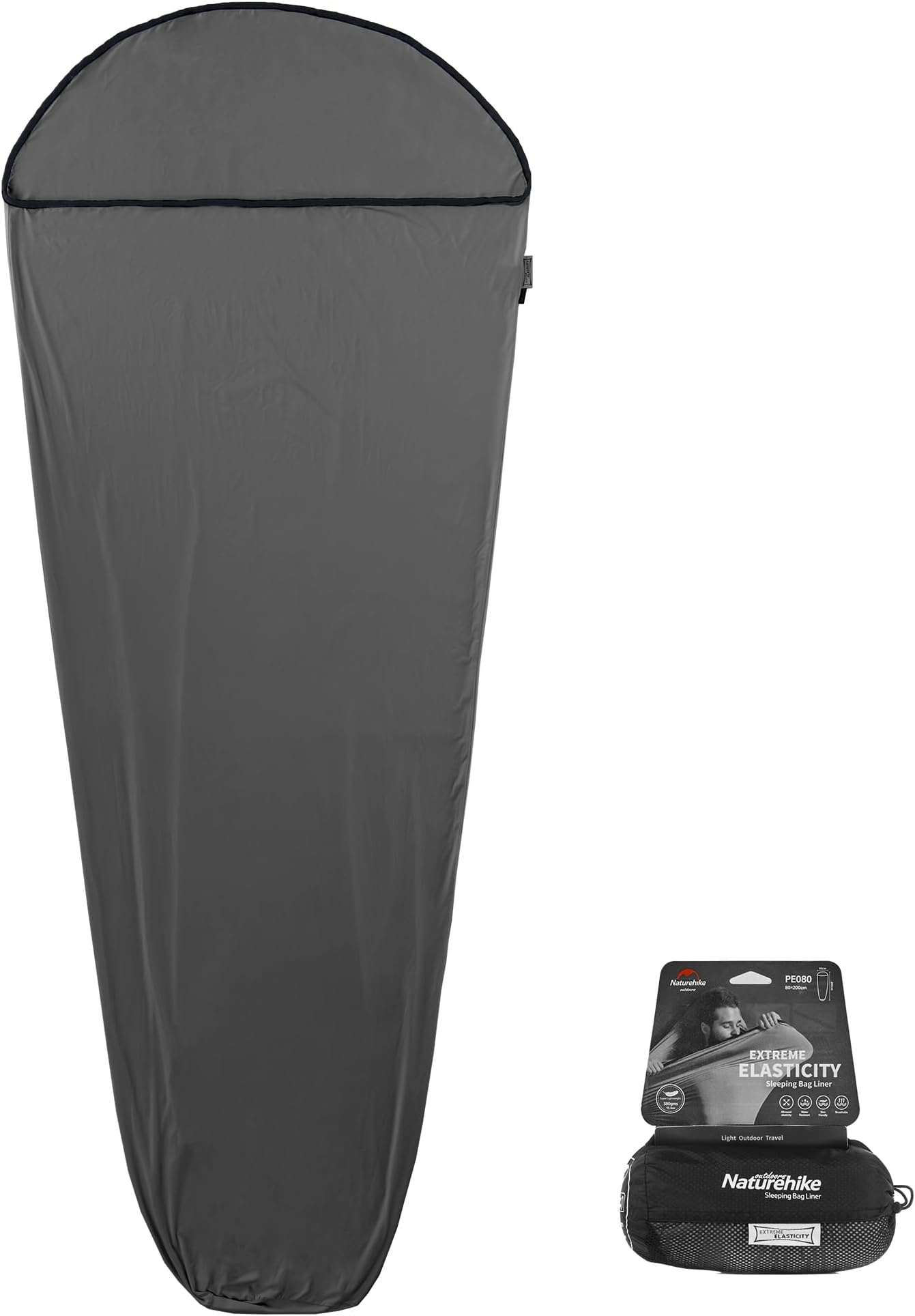 Naturehike Ultralight Hut Sleeping Bag Liner only 340g High Elasticity Travel Sleeping Bag with Small Pack Size for Backpacking, Hostels and Camping