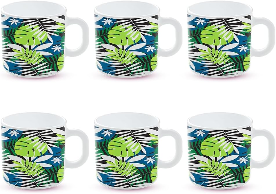Larah by BOROSIL Nivaah Opalware Mug Set of 6 Pcs Tea/Coffee Mugs, 60