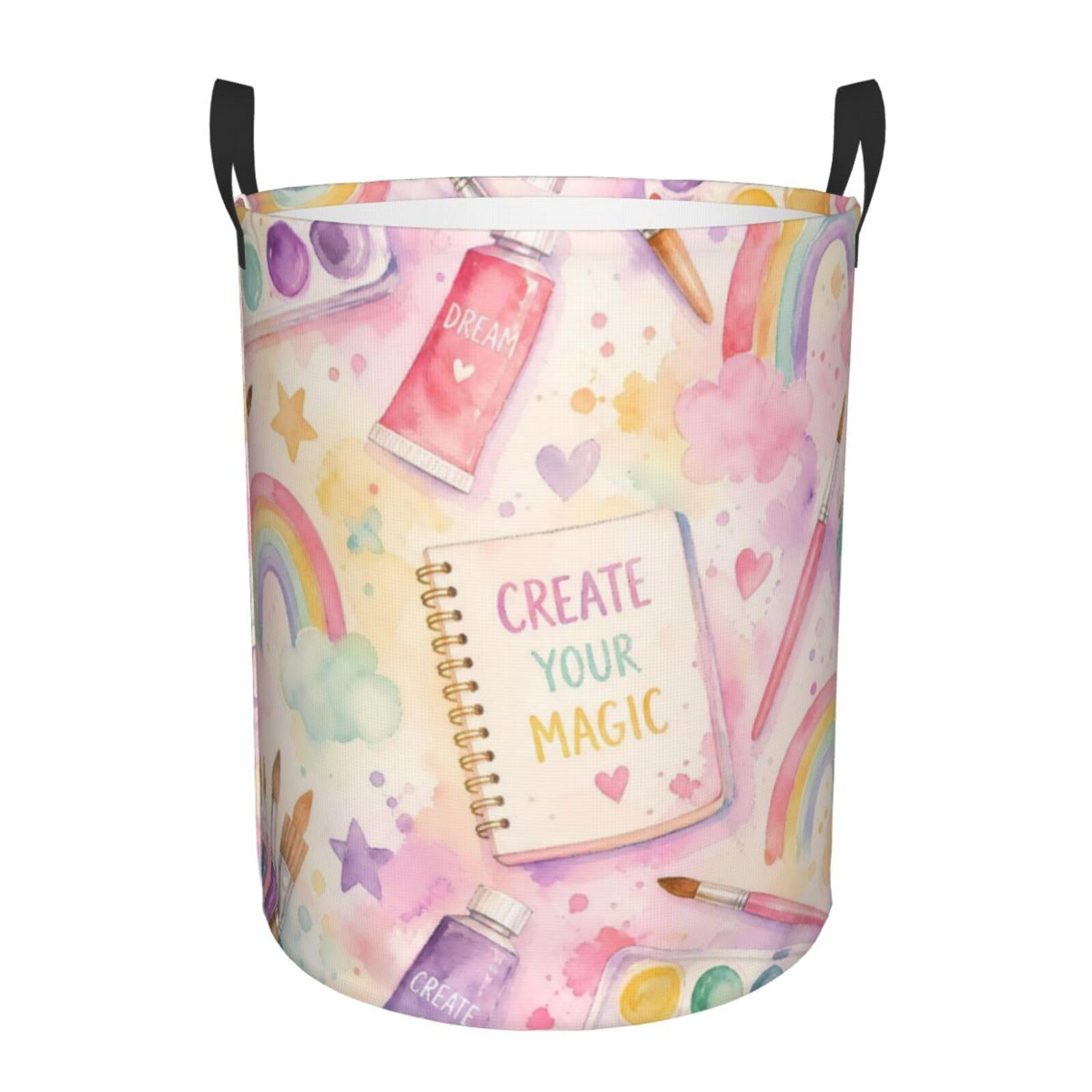 Panier à linge portable et bac à jouets aquarelle pour dortoir