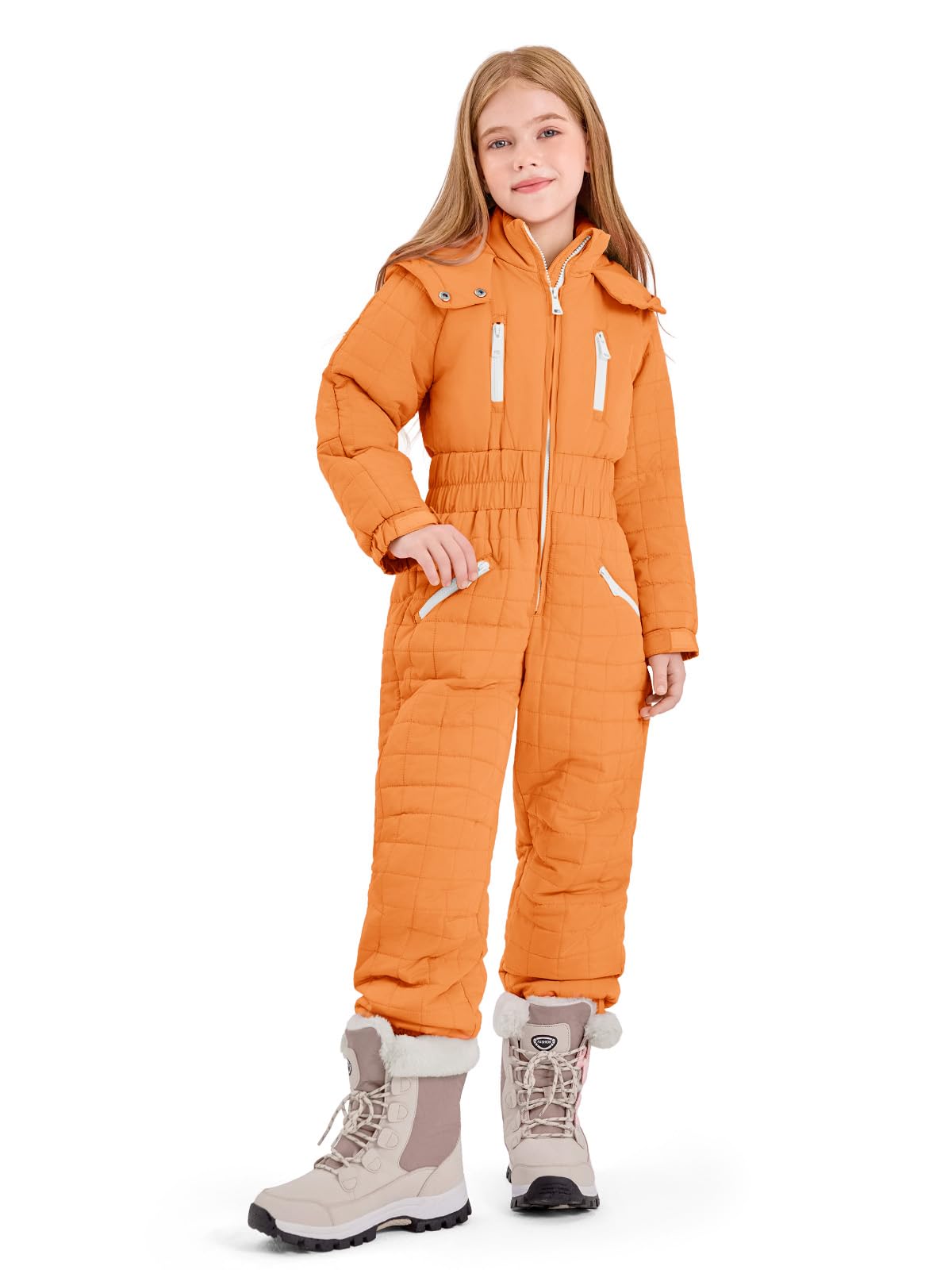 Haloumoning Kid Snowsuit Girls Hooded Waterproof Insulated Ski Suit