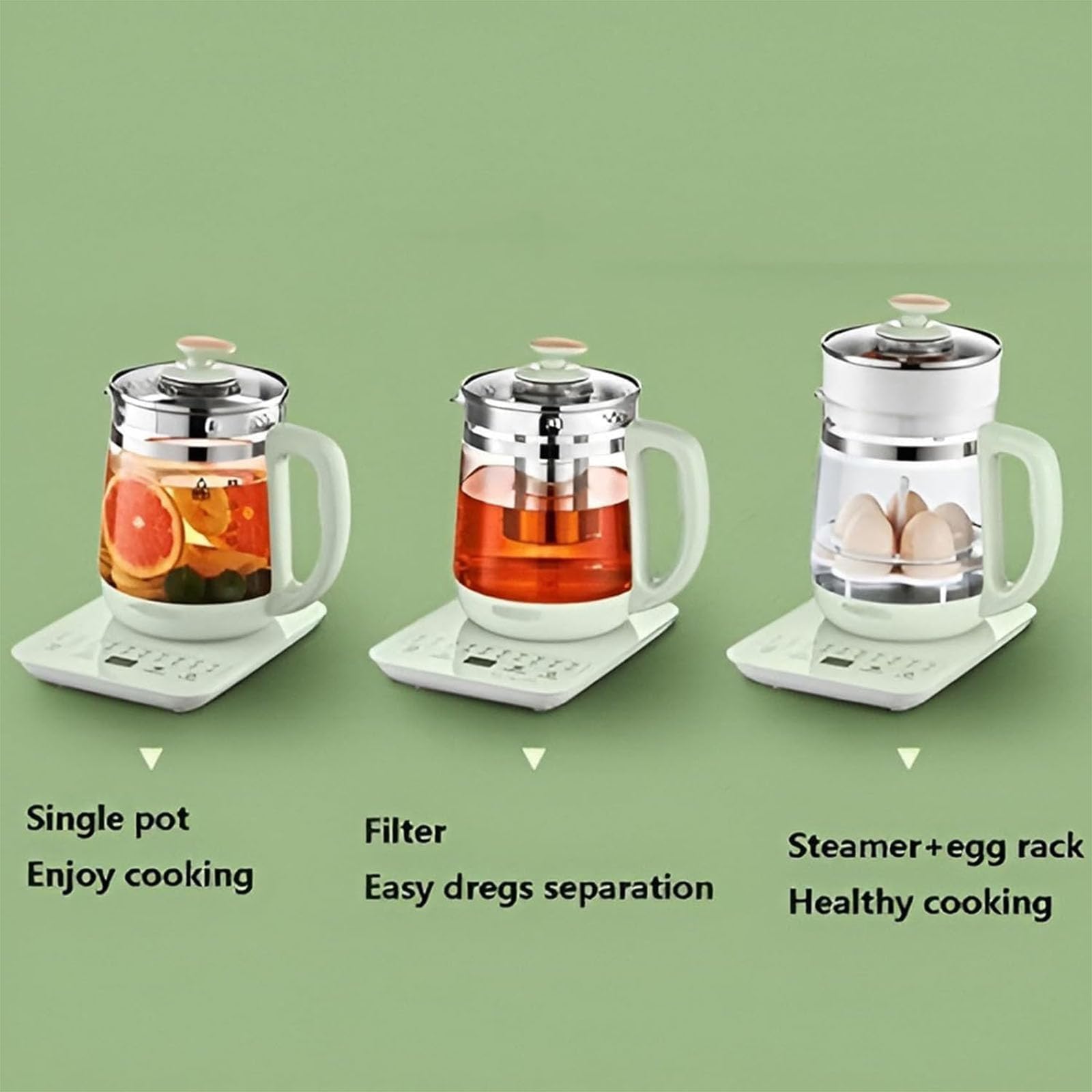 Olla multifunción totalmente automática de 1,8 L con infusor extraíble para oficina y hogar, ideal para preparar té, hervir agua y cocinar gachas. 01, 18 cm * 22,5 cm * 26,5 cm (01 18 cm * 22,5 c