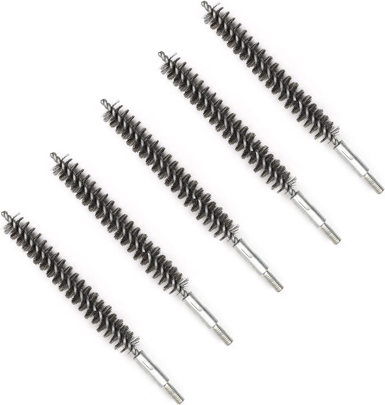 Auniwaig Steel Wire Tube Cleaning Brush，Chimney Cleaning Brush 0.39" Diameter,Steel Wire Tube Cleaning Brush,M6 Threaded Interface Cleaning Brush 6.3" Length 5PCS