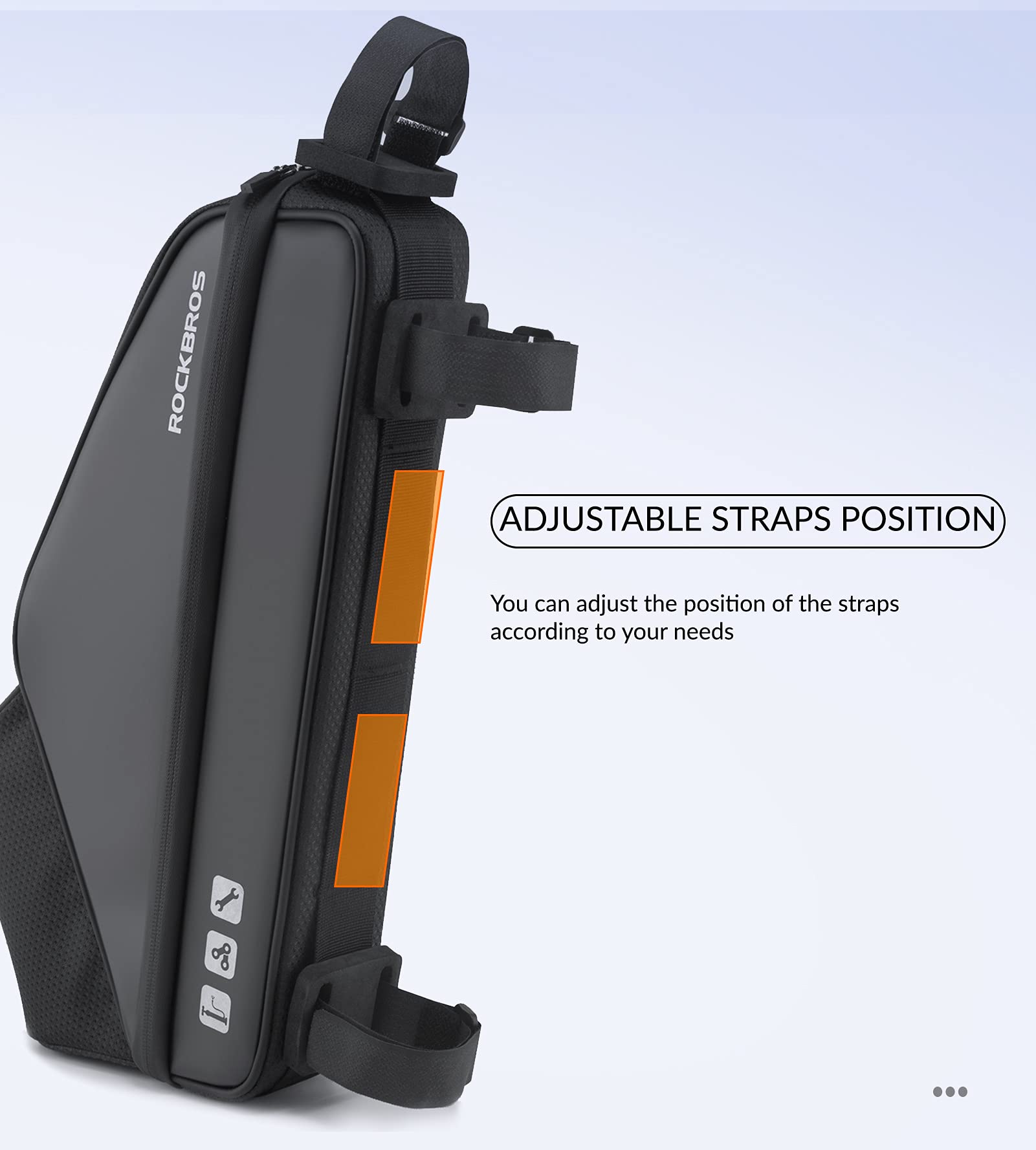 ROCKBROS Borsa da Bicicletta Tubo Telaio Triangolo, Borsa Impermeabile con Tasca per Bottiglia, con Portaborraccia per Pieghevole Bici, Scooter, circa 1,5L