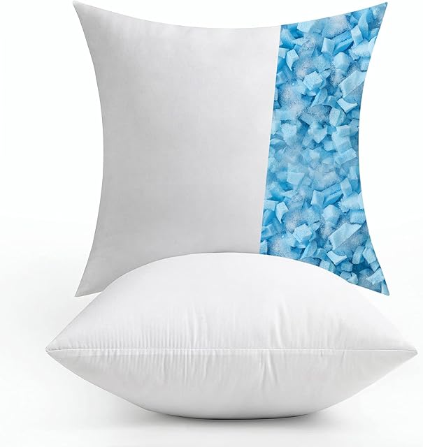 MIULEE Pack of 2 20x20 Pillow Inserts-Decorative Shredded Memory Foam Cooling Throw Pillows-Adjustable Premium Square Wedding Pillow Stuffer Form for Couch Bed Cushion
