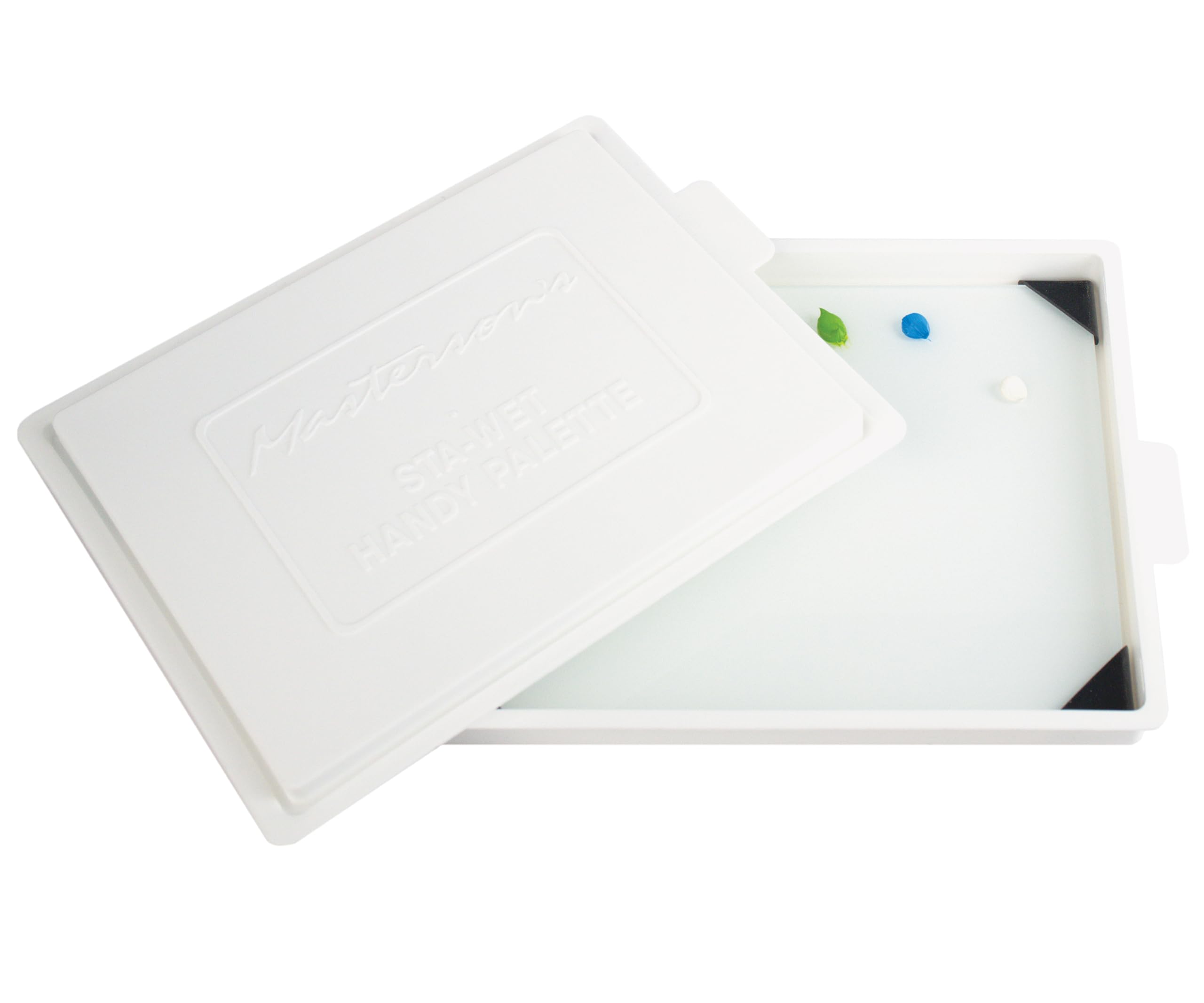 New Wave Posh Glasfarbenpalette und Masterson Sta-Wet handliche Palette, 17,1 x 21,3 cm, Set aus gehärtetem Glas zum Malen und luftdichte Sta-Wet Palette, um Farbe frisch zu halten, hergestellt in den