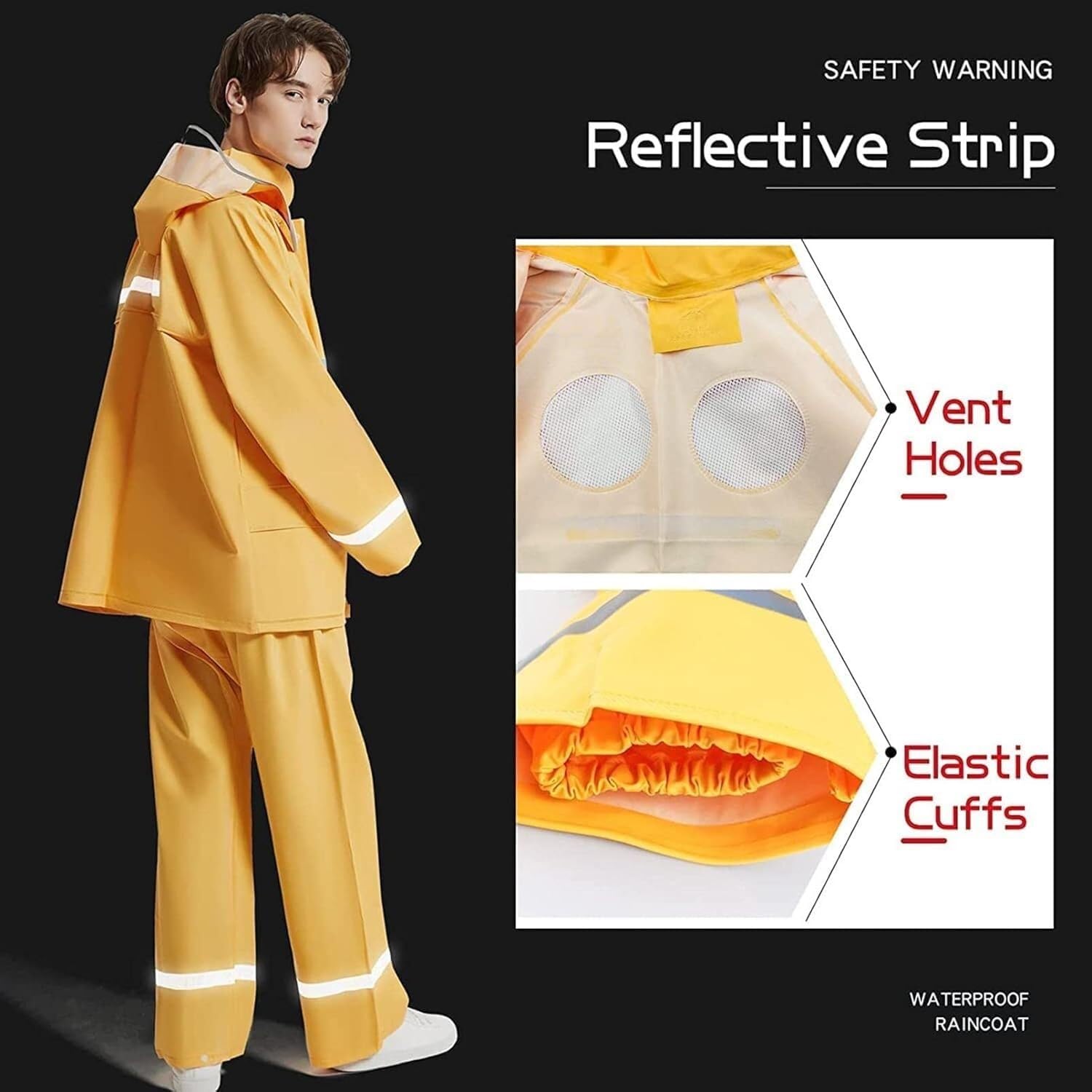 Impermeable de trabajo Chubasquero for hombre Chubasquero for mujer Chubasquero reflectante de seguridad transpirable y pantalones de lluvia for hombre y mujer Trabajo al aire libre Pesca Montar(XL)