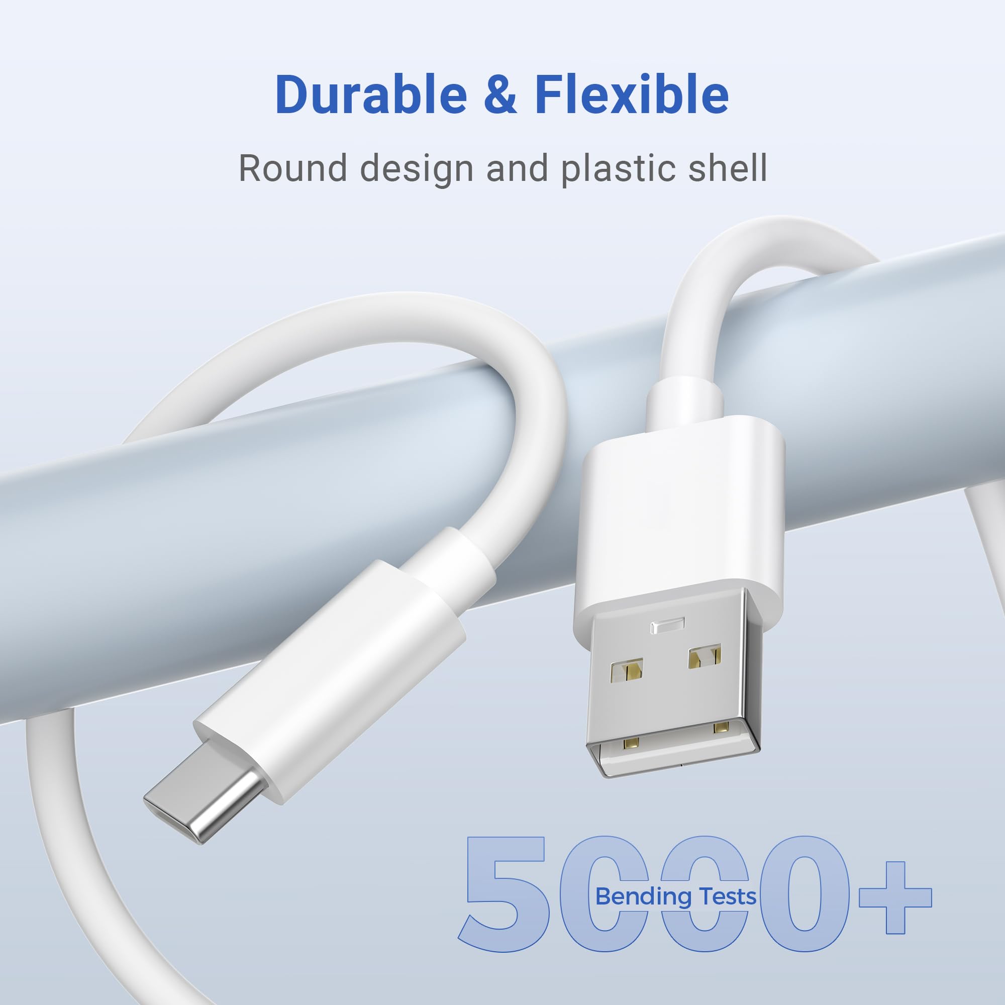 Basesailor Kabel USB A do USB C 5M 2 sztuki, długi okrągły kabel do szybkiego ładowania Typ A 2.0, kompatybilny z PS5, Xbox Series X/S, Switch Pro Controller