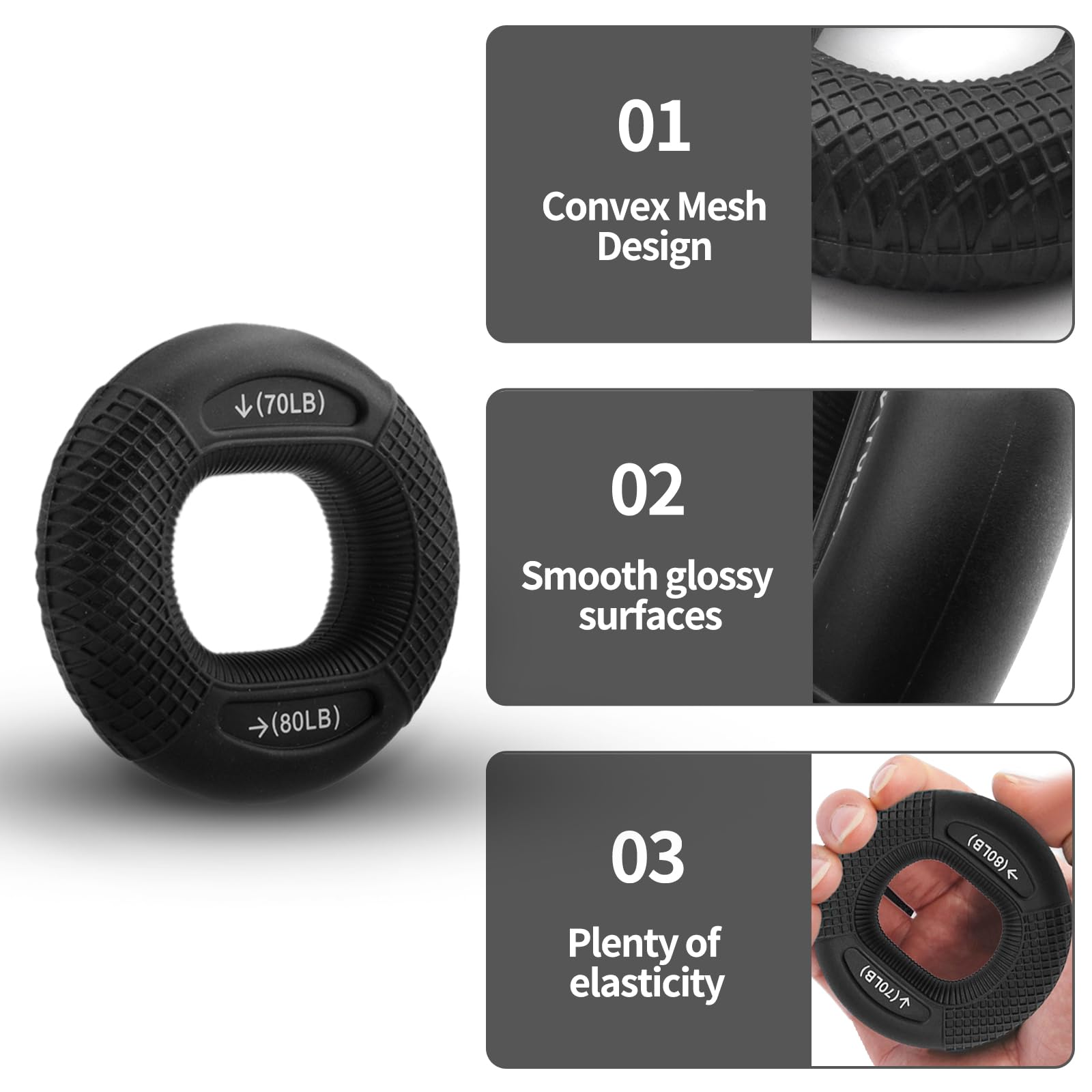 HENGBIRD Renforceur De Préhension Main – Silicone, 70 Lb/80 Lb, Ergonomique, Pour Sportifs Et Musiciens