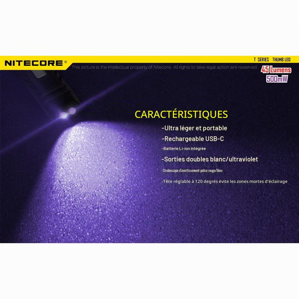 Nitecore Thumb Leo Lampe de Poche Rechargeable Noir