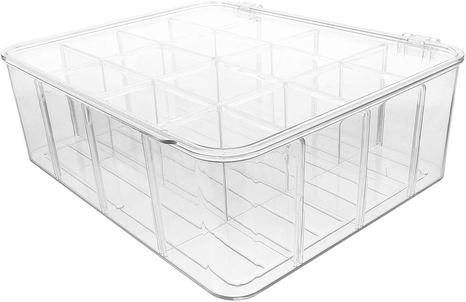 Gadpiparty Tea Bag Organizer Box Tea Storage Chest Plastic Large Capacity with 16 Individual Compartments and Viewing Lid, Stable Plastic Build for Cabinet and Home Use