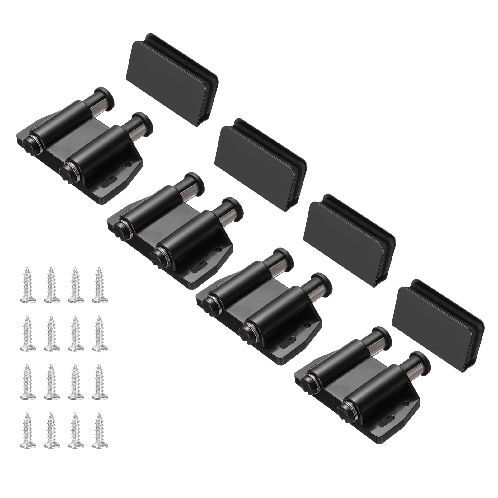 Loquet magnétique double pour porte en verre de 3 à 6 mm avec pinces et vis noir lot de 4