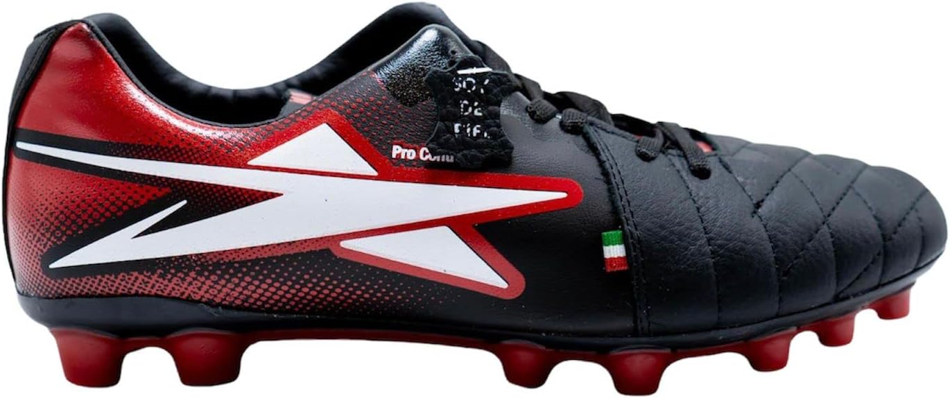 EescordMen's Original Soccer Cleats Shoes Model 1031 Leather Black Red