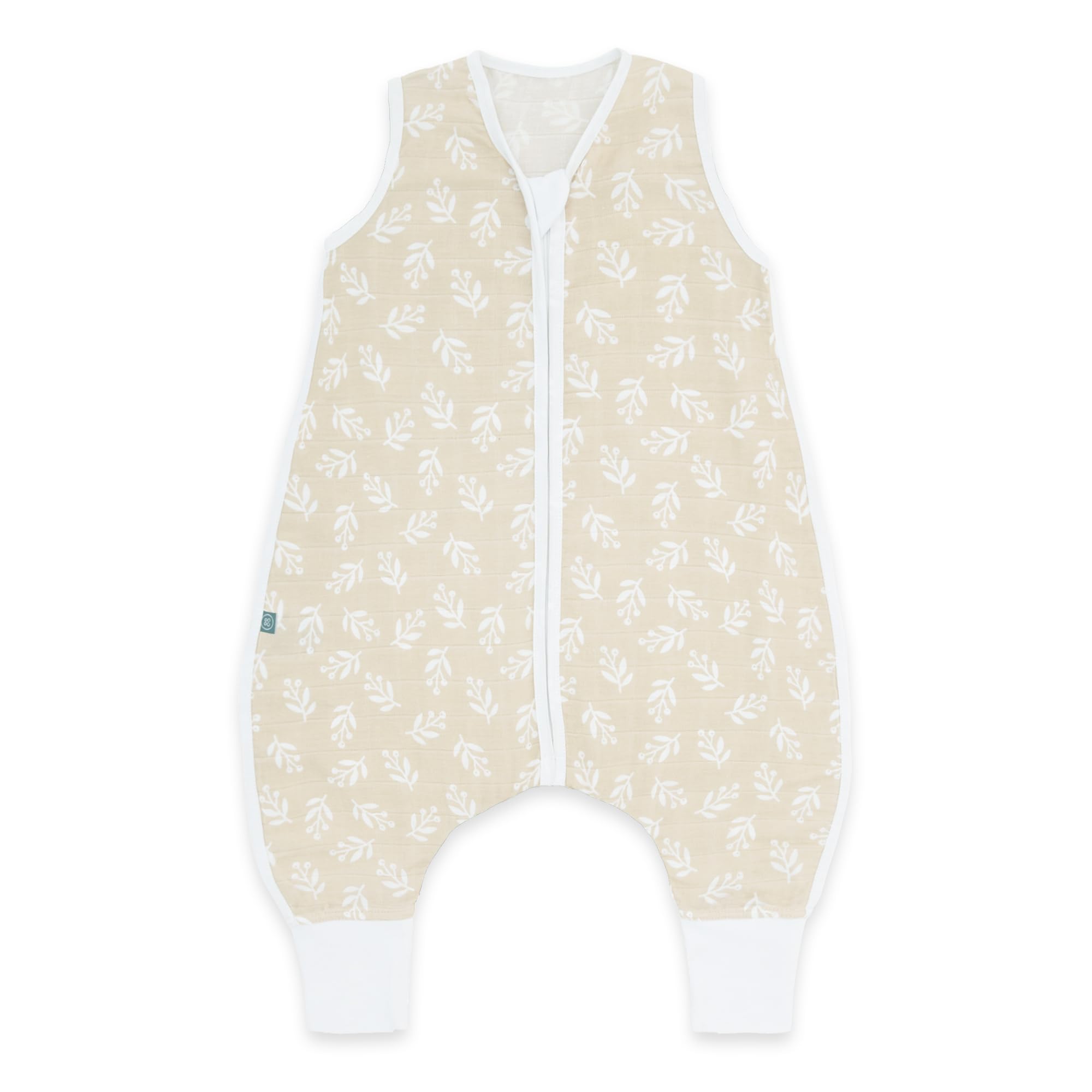 emma & noah Baby Schlafsack mit Füßen 0.5 TOG, Musselin Schlafsack mit Beinen für den Sommer, 100% Bio-Baumwolle, OEKO-TEX Zertifiziert, Stampelsack für Neugeborene (Floral Sand, 80 cm)