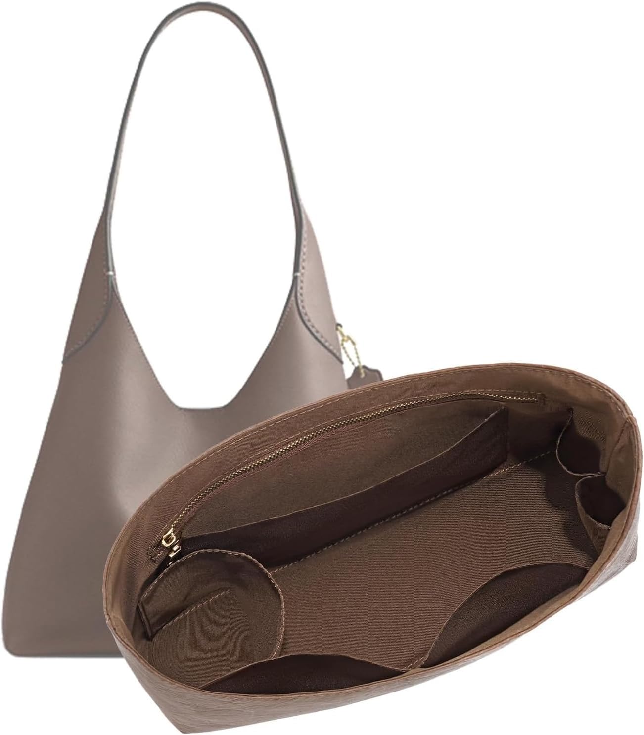 LOUKAYCCI Purse Organizer Insert for Coach Brooklyn 28 DuPont Paper Lightweight with Zipper (Brown