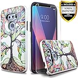 LG V30 Case, LG V35 ThinQ Case, with [Premium Screen Protector] Circlemalls Drop Protection Shockproof Rugged Protective Phone Cover and Stylus Pen Compatible for V30/V35 ThinQ/V30 Plus-Lucky Tree