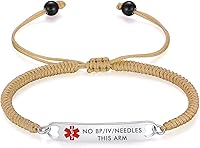 Vista 146 de mnmoom Pulseras de alerta médica para mujer, pulseras de identificación médica de corazón de acero inoxidable con grabado gratuito