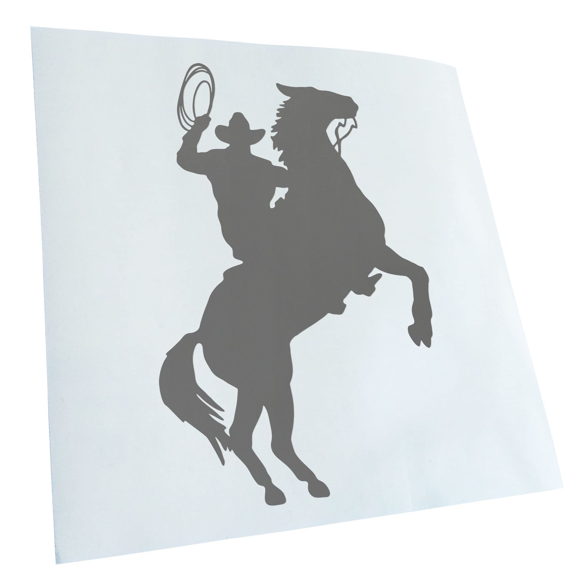 Kiwistar - Car Sticker - Grey - 24 x 16 cm Cowboy with Horse Lasso Sticker for Car, Laptop, Bicycle, Truck, Motorcycle Multicoloured JDM Decal Racing
