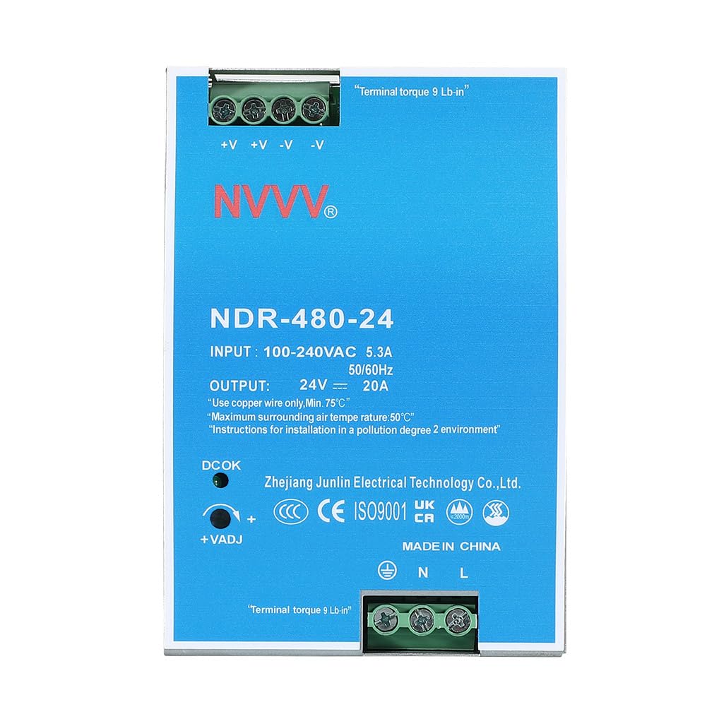 NDR-480-24 Schiene Industrielle 24 V 480 W 20 A DIN-Schienen-Netzteil Built-in Active PFC Function Power Supply Universal