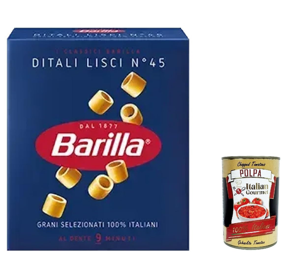 10x Pasta Ditali lisci Nr. 45 italienisch Nudeln 500 g pack + Italian Gourmet polpa 400g