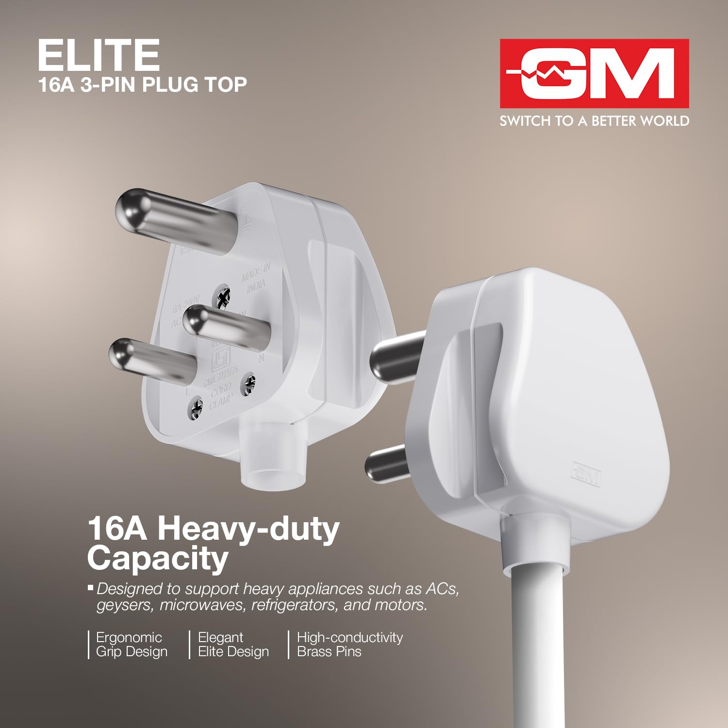 GM 3004 16 Amp Plug Top - Heavy Duty Electrical Plug -4 GM 3004 16 Amp Plug Top - Heavy Duty Electrical Plug -4