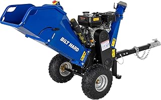 BILT HARD 4-Inch 212cc 7HP Gas Powered Drum Wood Chipper with 2'' Coupler Tow Hitch, Towable Wood Chipper Leaf Branch Shredder Mulcher with Towbar, Emergency Stop Button