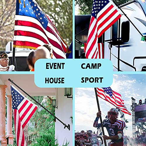 Amosso 6Ft House Flag Pole Kit, Extra Thick Tangle Free Spinning Metal Outdoor Flagpole With Built-In Ball Bearing Rings, Aluminum Bracket,3X5 American Flag, For Porch Residential & Commerical, White #TOP5