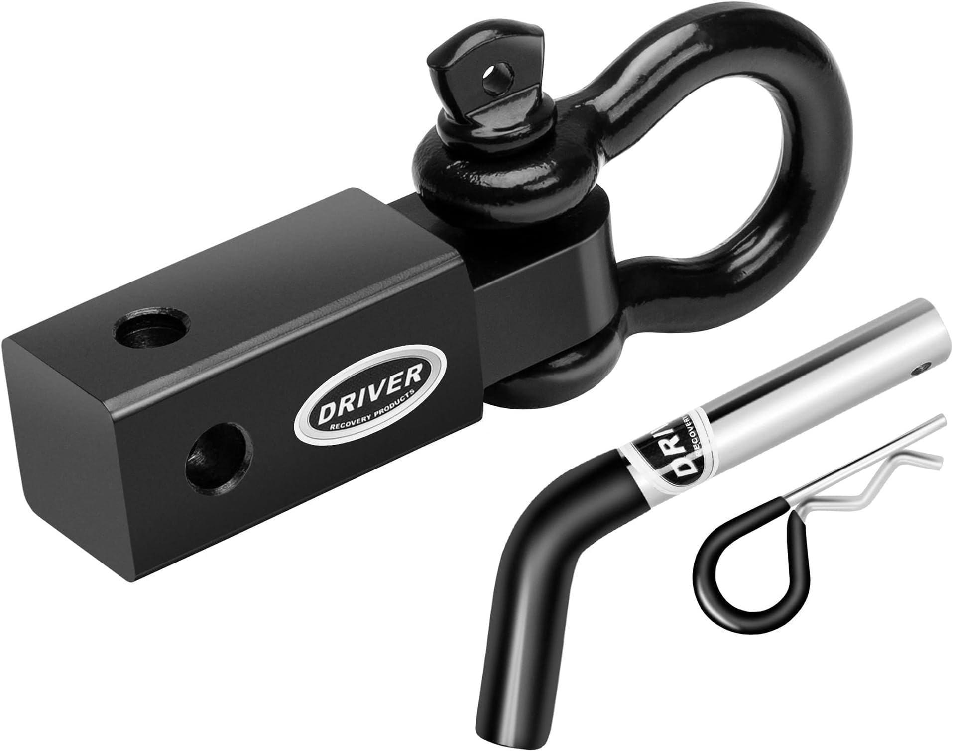 2 Inch Shackle Hitch Receiver with 5/8" Hitch Pin - 5-Ton (10,000 Pound) Towing Capacity Accessory with 3/4" D-Ring