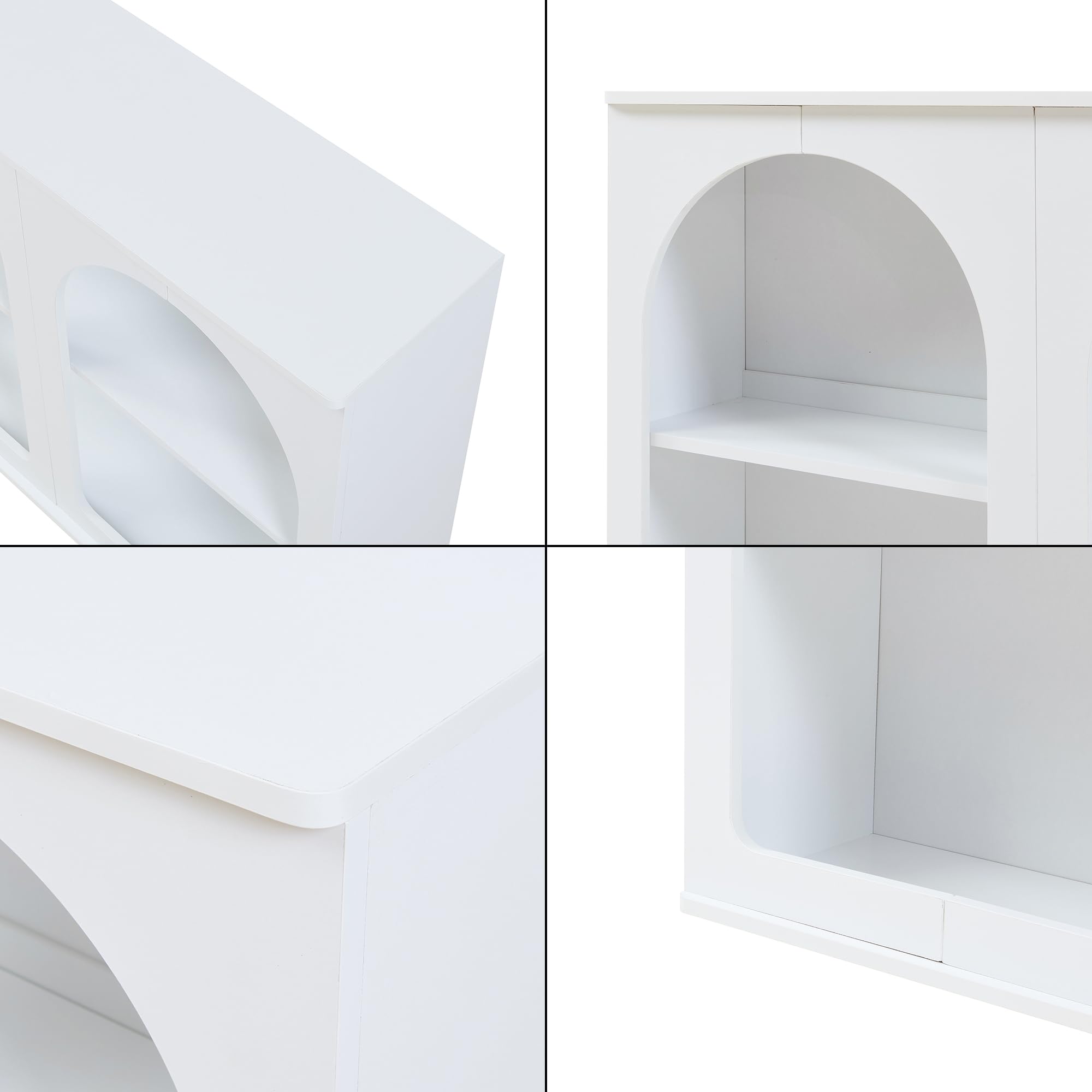 [en.casa] Sideboard Trorhun Kommode mit 6 Fächern offen Mehrzweckschrank 160 x 30 x 80 cm Wohnzimmerschrank Buffetschrank Weiß