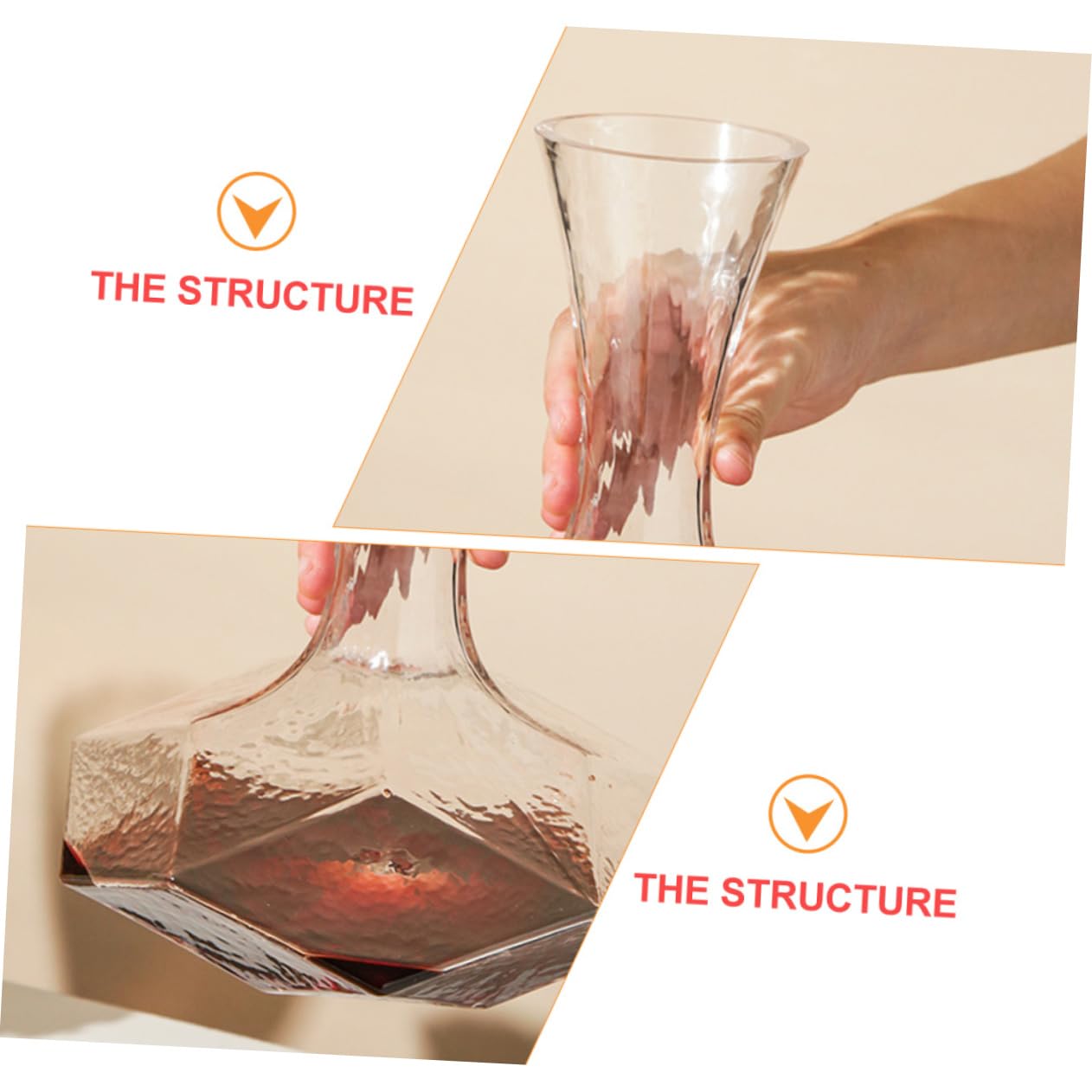 Ipetboom Decanter e Posizionamento Stabile in Vetro Geometrico Semplice Elegante per Conservazione lungo Termine per Vino per Bar e Ristoranti
