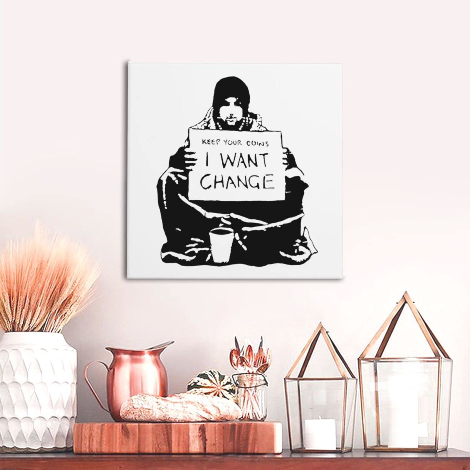 Banksy バンクシーI Want Change アートパネル Amazon｜バンクシー Banksy Keep Coins I Want Change アートパネル
