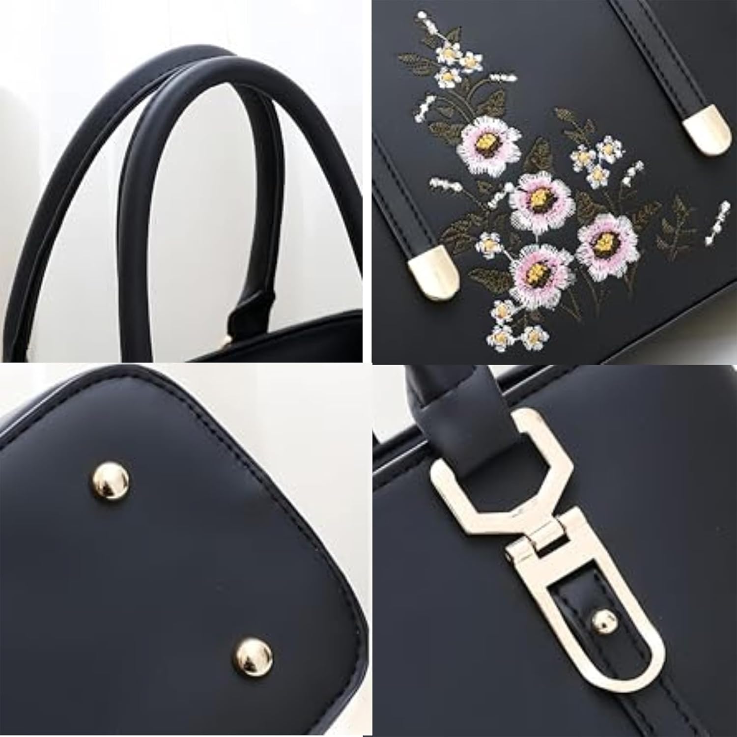 Women's Embroidered Satchel Top Handle Purses and Handbag Lightweight Totes Crossbody Shoulder Bag for Lady - Image 6