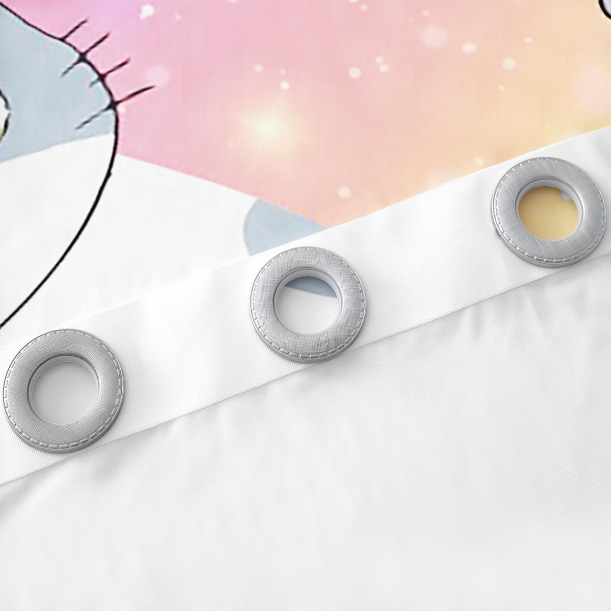 Rainbow Cat 42"Wx84"L Blackout Curtains For Girls Bedroom Cute Cats Curtains & Drapes Pastel Gradient Glitter Stars Cat Window Curtains Cartoon Animal Kitten Paw Window Treatments 2 Panels Colorful