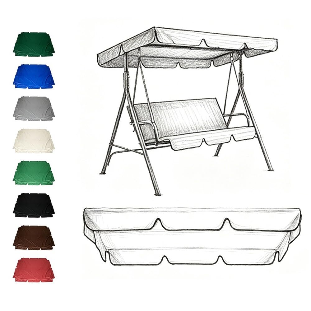 ZYXQQJ Outdoor Swing Canopy Replacement Cover Waterproof Replacement Top Cover Garden Swing Replacement Canopy 210D Oxford Fabric(Brown,75x47in-190x120cm)