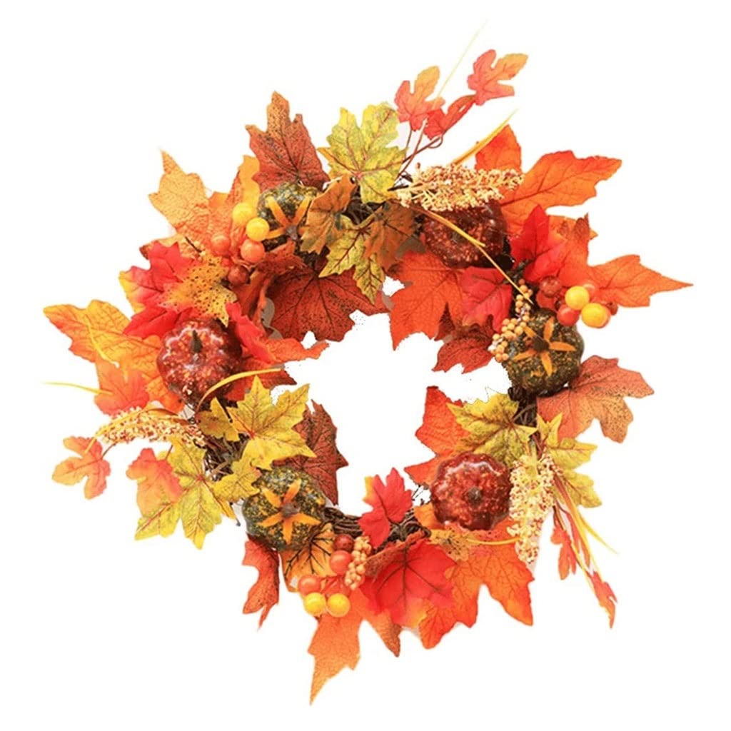 Couronne de Noël artisanale 15,7 pouces avec feuilles d'érable durables et baies d'ornement