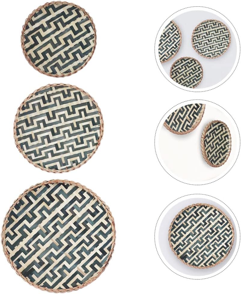 EXCEART 3pcs Woven Wall Basket Set Decorative Hanging Tray for Home Decor Rustic Woven Wall Art for Organizing and Stylish Storage