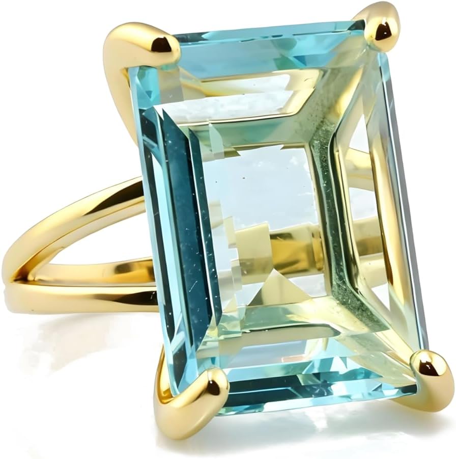 Blue Topaz Ring - Handmade Statement and Birthstone Jewelry Rings - Custom Gold Fashion Rings for Women - Customizable Jewelry for Birthday, Bridesmaid, Wedding, Anniversary