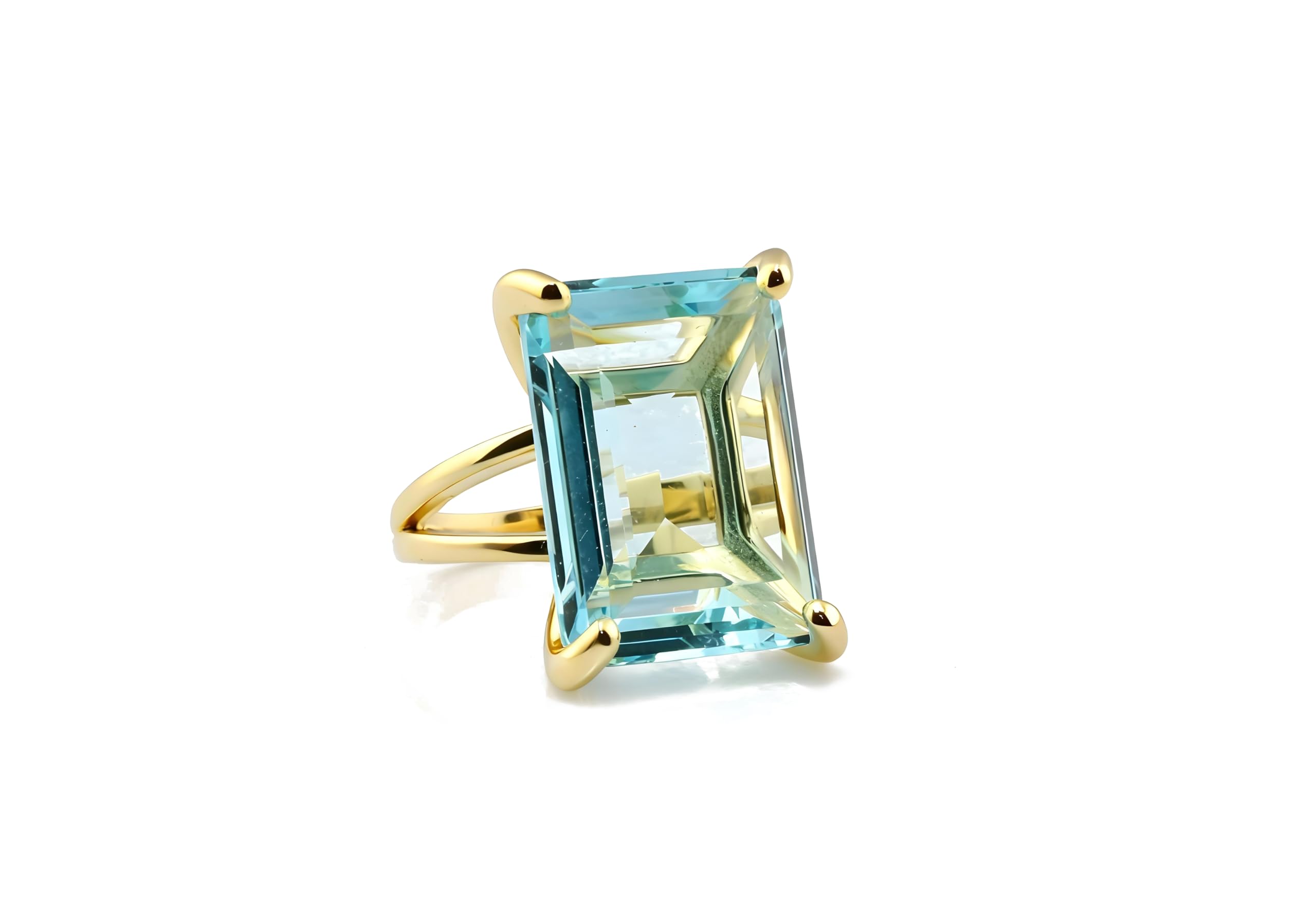 Anillo de Topacio Azul Anémona - Joyas Hechas a Mano con Piedras de Nacimiento - Anillos de Oro Personalizados para Mujeres - Regalos de Joyería Personalizados para Cumpleaños Aniversario de Bodas