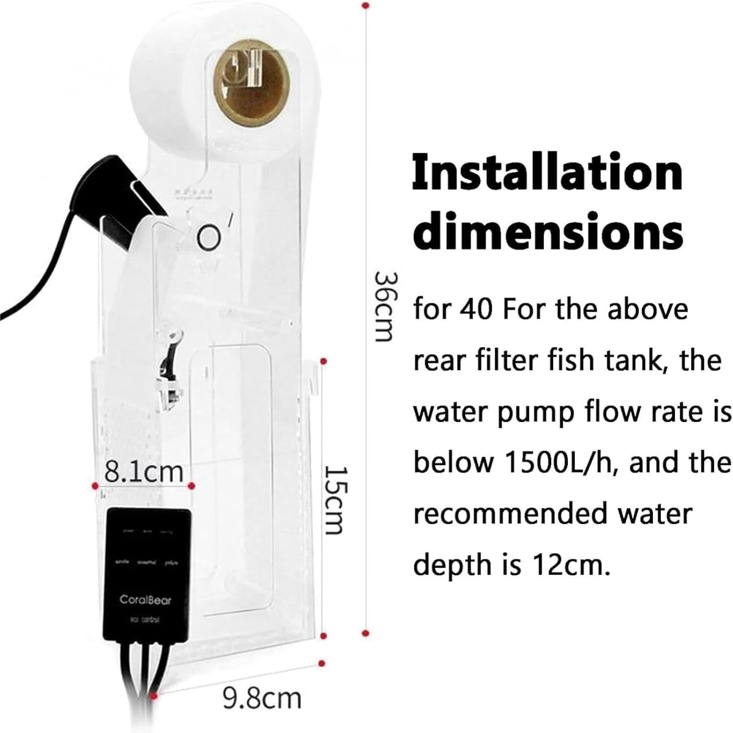 Filtro Automático para Acuario, Filtro De Rodillos De Vellón con Separación En Seco/húmedo, 2 Modos De Funcionamiento, con Sensor De Nivel De Agua, para Acuarios De Agua Salada De hasta 40 L,