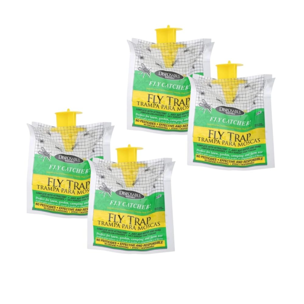 4Pcs Hanging Fly Trap, Fly Catcher Waterproof, Non Toxic Insect Killer for Home Garden (4Pcs)
