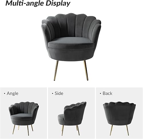 Miniatura 40 de HULALA HOME Moderno sofá biplaza de terciopelo con respaldo en forma de flor, cómodo sofá tapizado de 2 plazas con patas de metal dorado, sofá