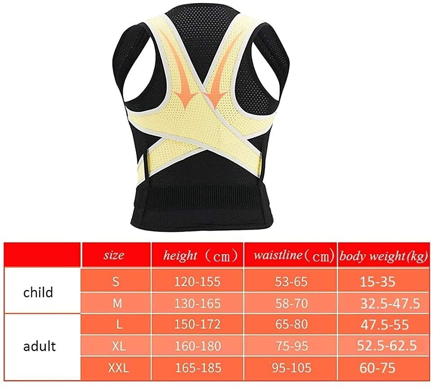 Corrector de postura completo de espalda, Kids Hunchback Best Brace Ayuda for mejorar la postura Hombre Mujeres ajustable Apoyo al hombro(L)