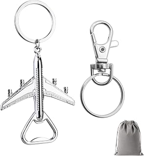 Aircraft Key Ring with Beer Bottle Opener - Perfect Gift for Men and Women, Birthday Gift for Pilots, Veterans and Travel Fans, Stylish Keychain for Backpack Decoration, Silvery,A