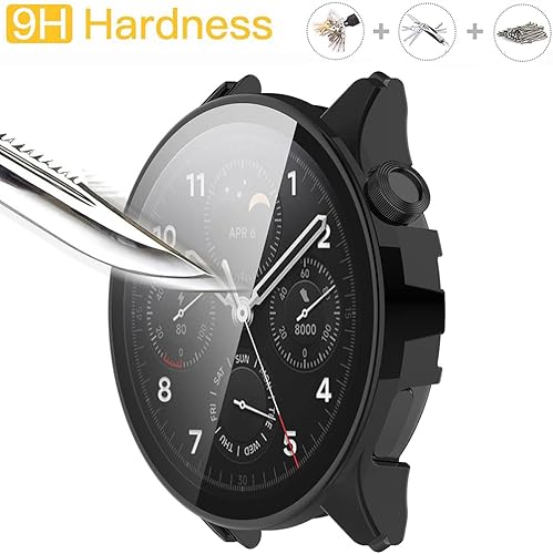 Miniatura 4 de Accdeny Paquete de 2 Funda con protector de pantalla de vidrio templado compatible con xiaomi Watch S1 Pro, dureza 9H de 360, funda protectora