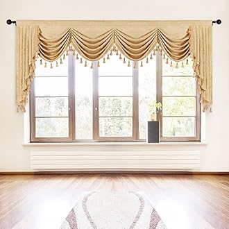 ELKCA Thick Chenille Window Curtains Valance for Living Room Waterfall Valance for Bedroom (Valance,Gold, W110)